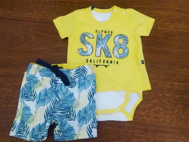 Body Infantil Amarelo Com Short