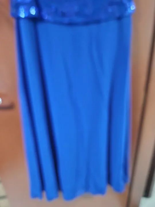 Vestido azul longo de renda com tule - Foto 4