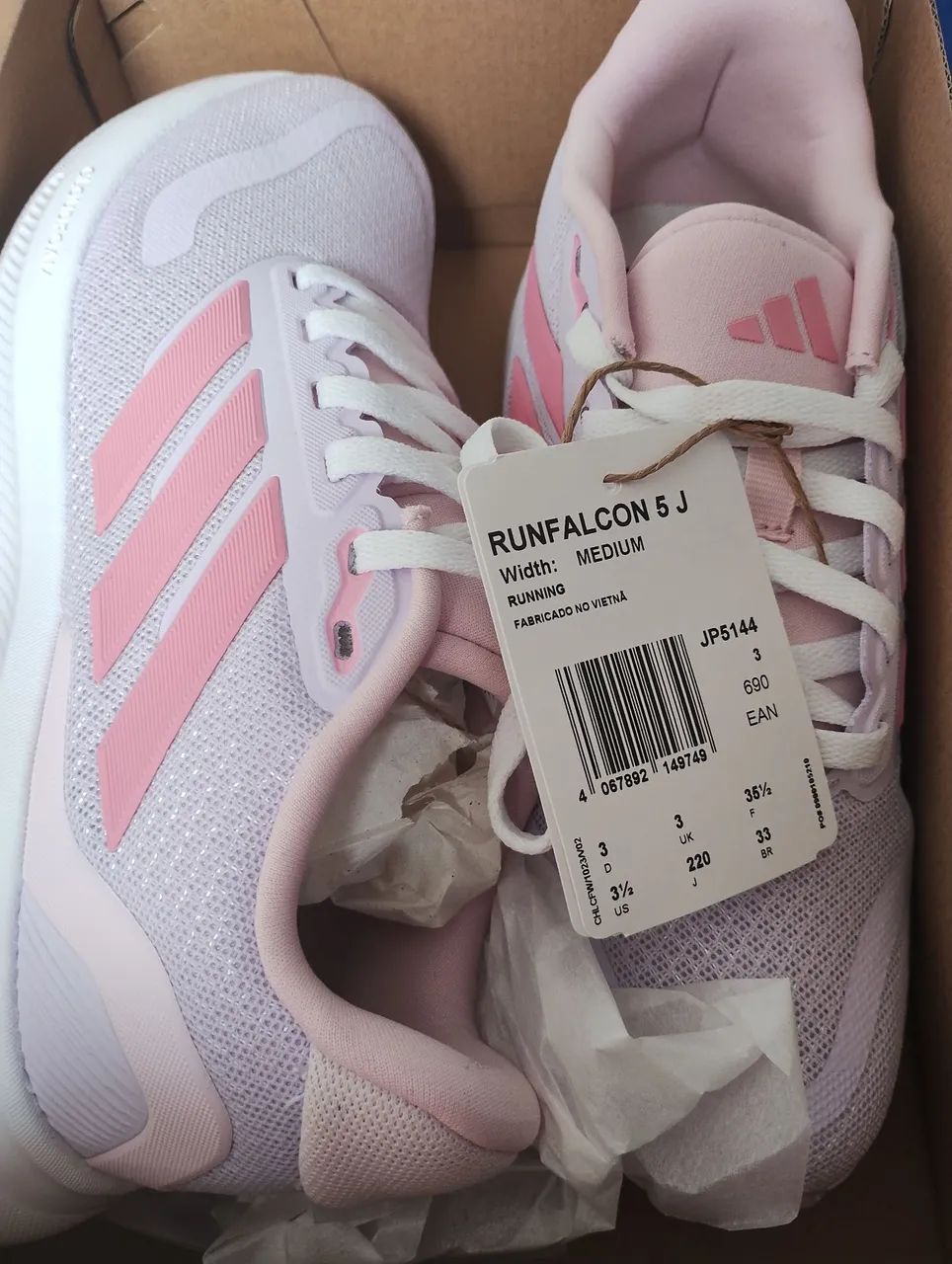 Tênis Adidas Runfalcon 5 J - Rosa - Tamanho 33