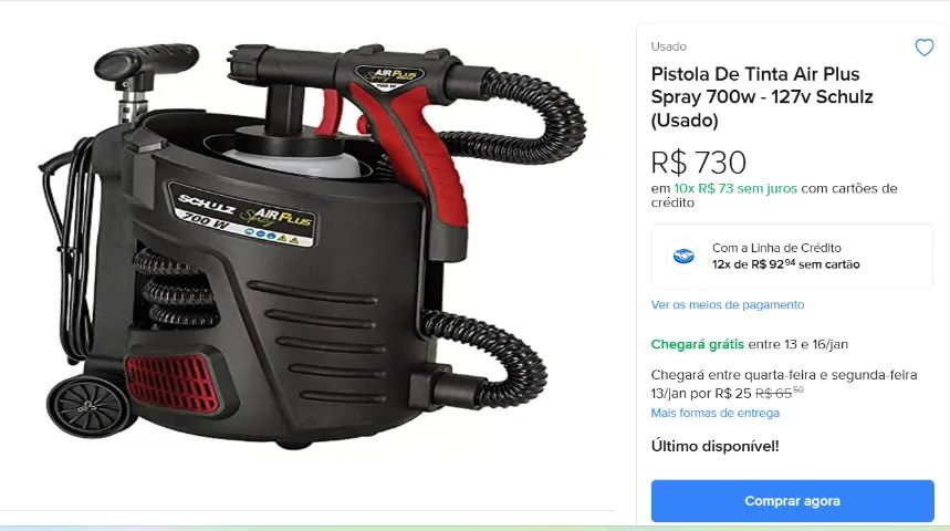 Pistola De Tinta Air Plus Spray 700w - 127v Schulz (Usado) - Foto 2