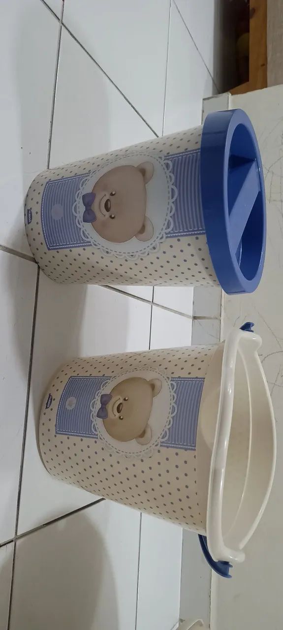 Kit Banho Bebê Urso - Banheira, Balde e Pote - Foto 4