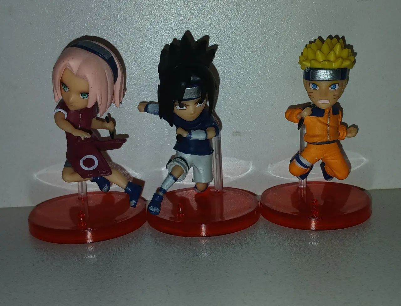 LOTE 3 TRIO BONECOS MINIATURAS NARUTO CLASSICO SAKURA SASUKE
