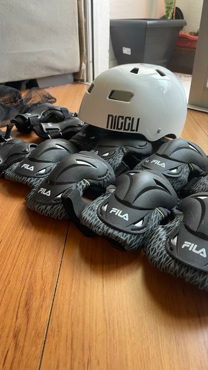 Kit de Proteção Fila + Capacete Niggli - Tamanho P (Completo, usado)