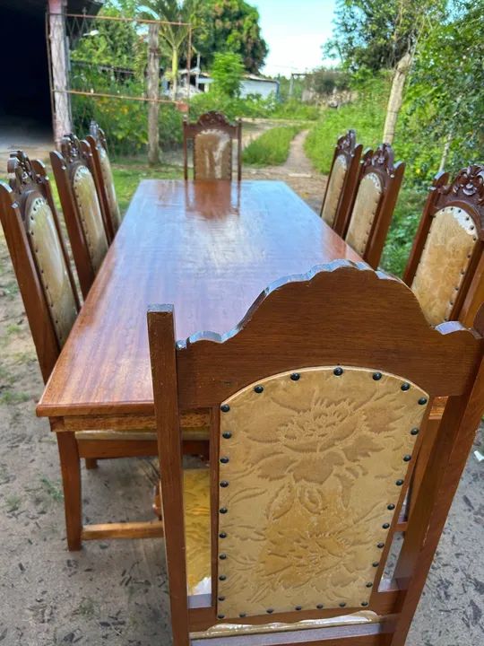 Conjunto de Mesa de Jantar em Madeira Maciça - Foto 3
