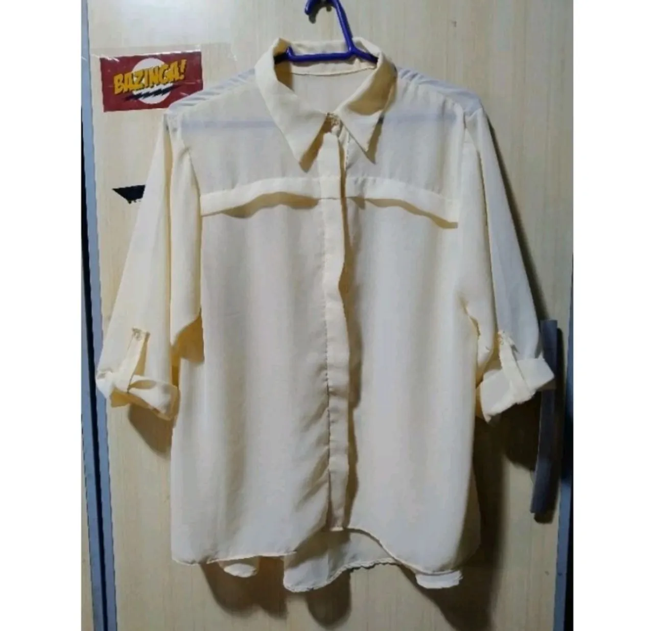 Camisa Feminina Amarela Manga 3/4 M