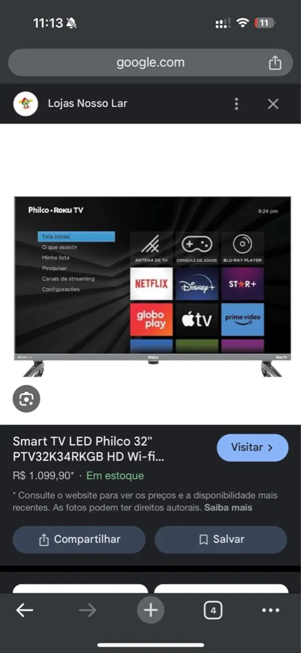TV LED Philco 32" PTV32K34RKGB HD Wi-fi