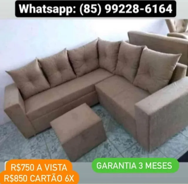 Promoção Sofá em L com Puff de Fábrica