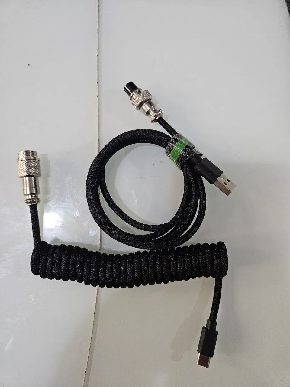 Cabo enrolado de teclado, porta USB tipo C