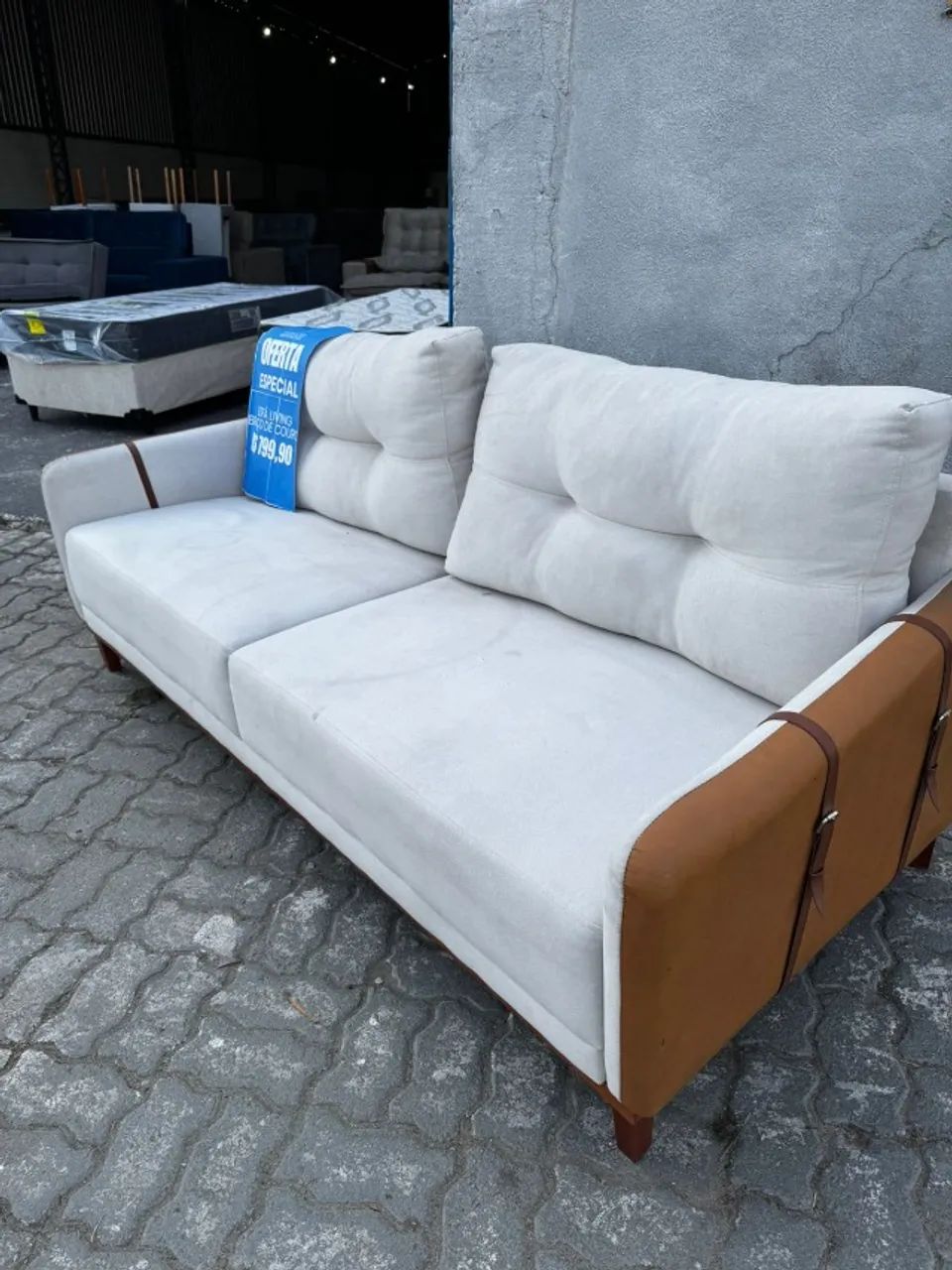 Sofa Living Fixo em LInho 4 Lugares - Foto 2