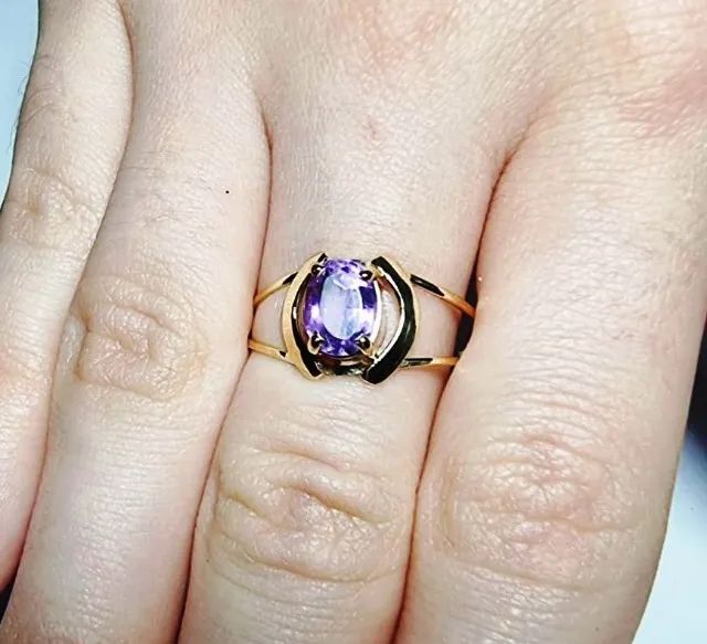 anel ouro 18k com ametista natural certificado e garantia - Foto 3