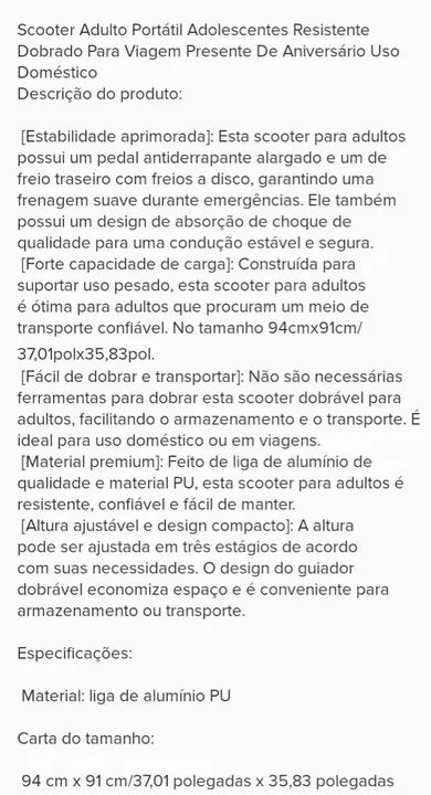 Patinete Adulto Dobrável + Slack Line Profissional - Foto 2