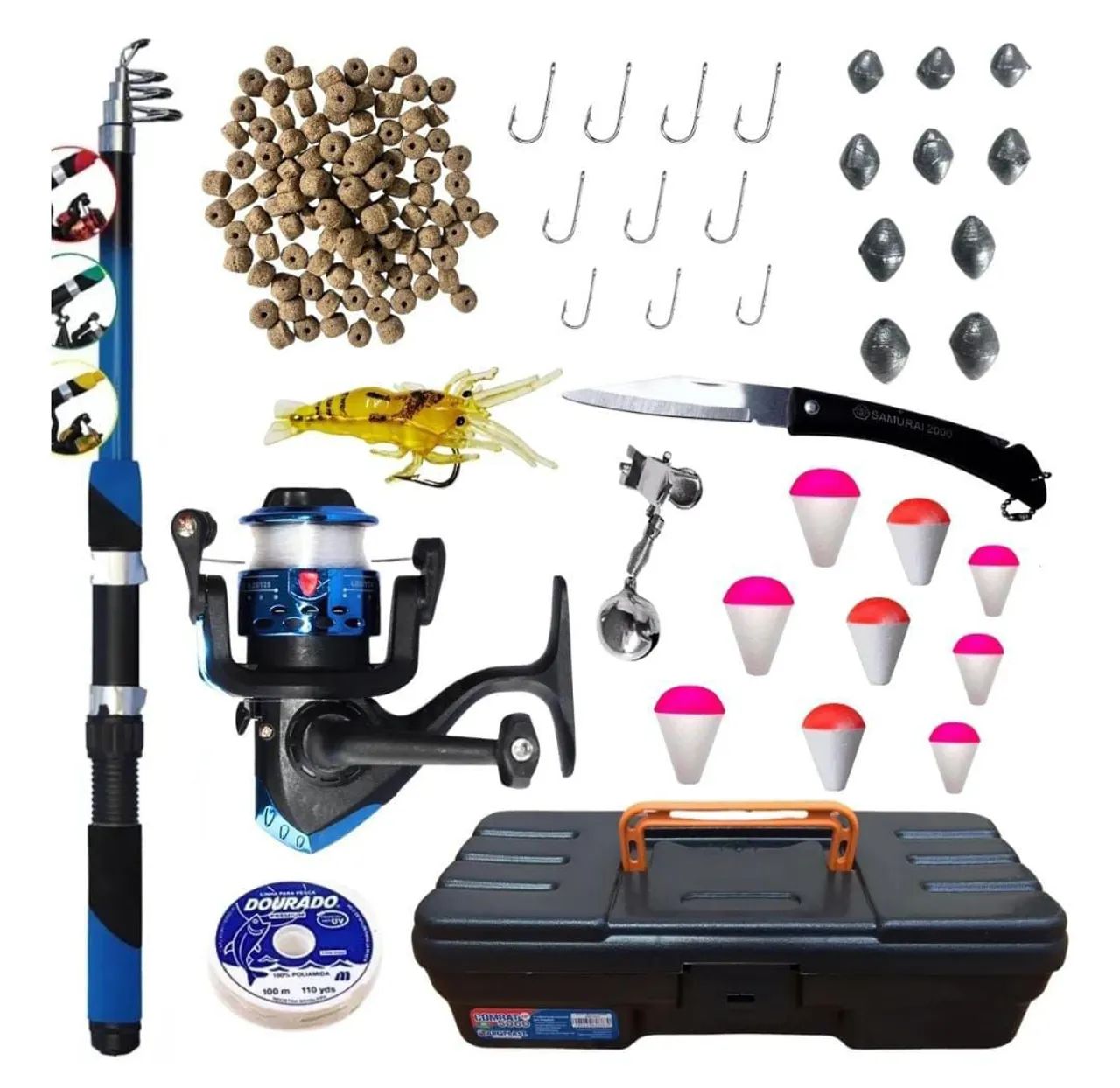 Kit Completo de Pesca Esportiva - vara pesca molinete acessórios - Foto 2