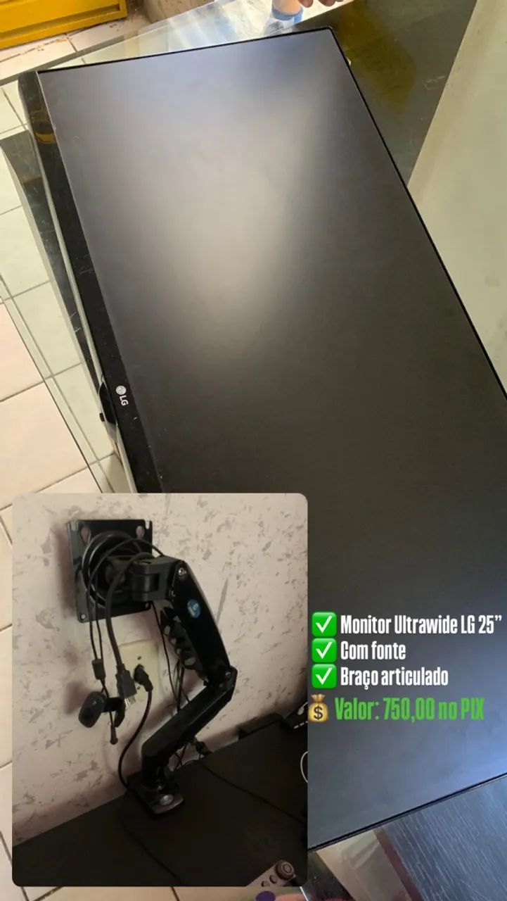 Monitor Ultrawide LG + Braço articulado 