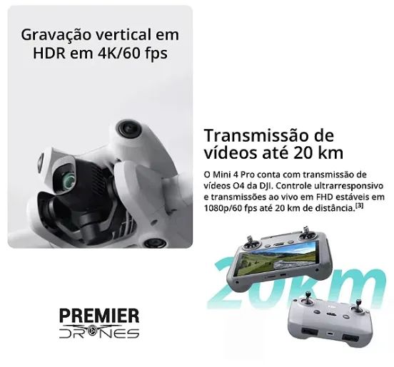 Dji Mini 4 Pro Combo Plus -com Tela -camera 4k Cor Cinza - Foto 5