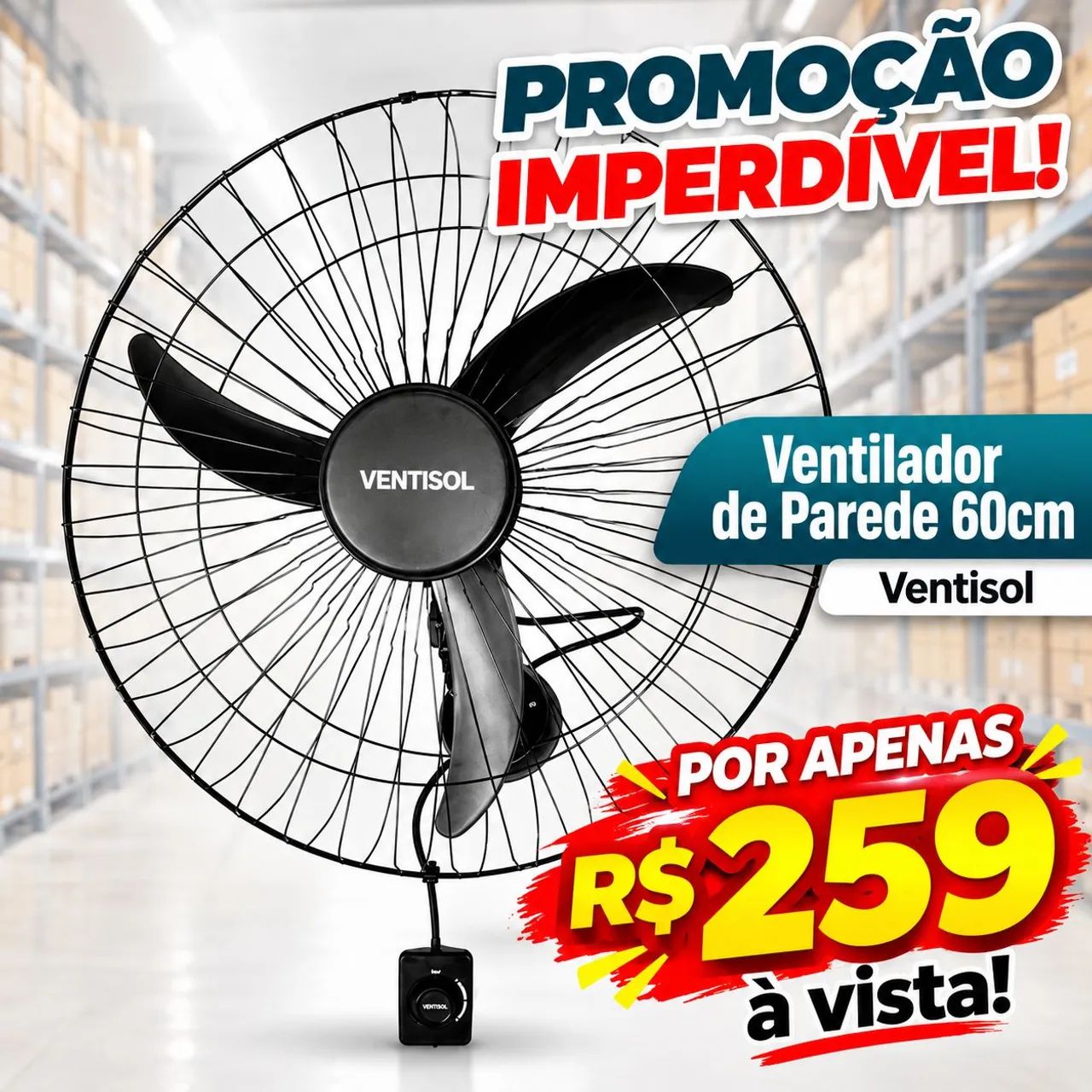 Ventilador de parede 60 cm