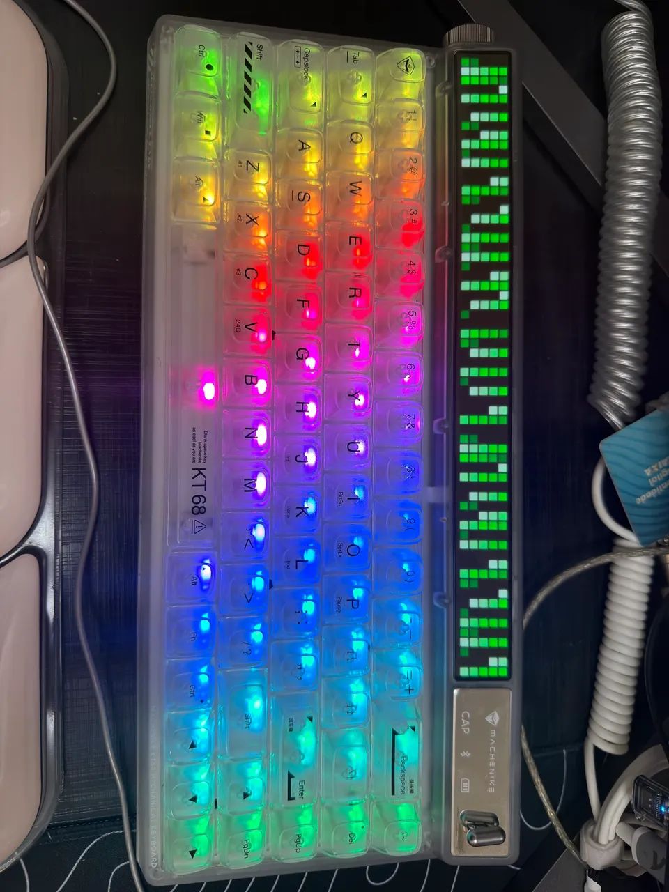Teclado mecânico sem fio com tela 