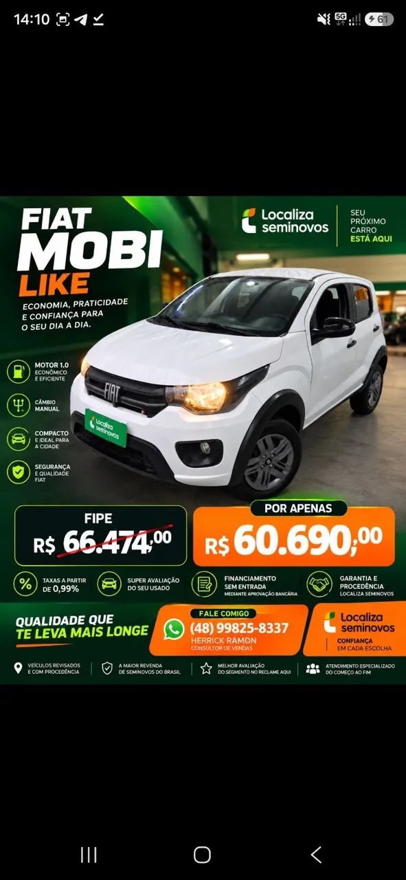 Fiat Mobi Like 1.0 Fire Flex 5P. 2026