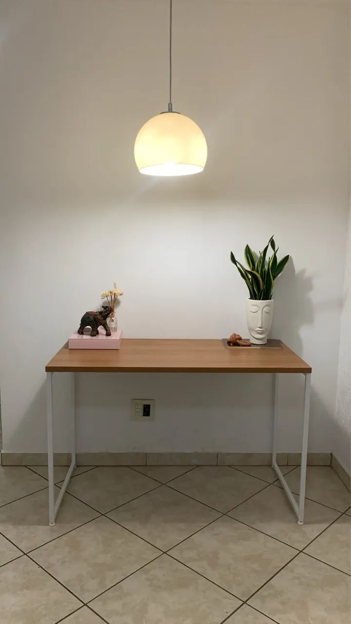 Mesa Metal e MDP 76x118x60cm Canela e Branco Industrial Kappesberg