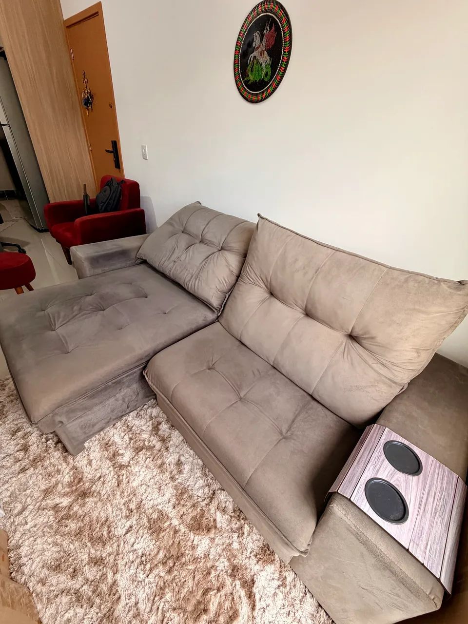 Sofá 2 lugares retrátil reclinável Suede aveludado418478665488803841