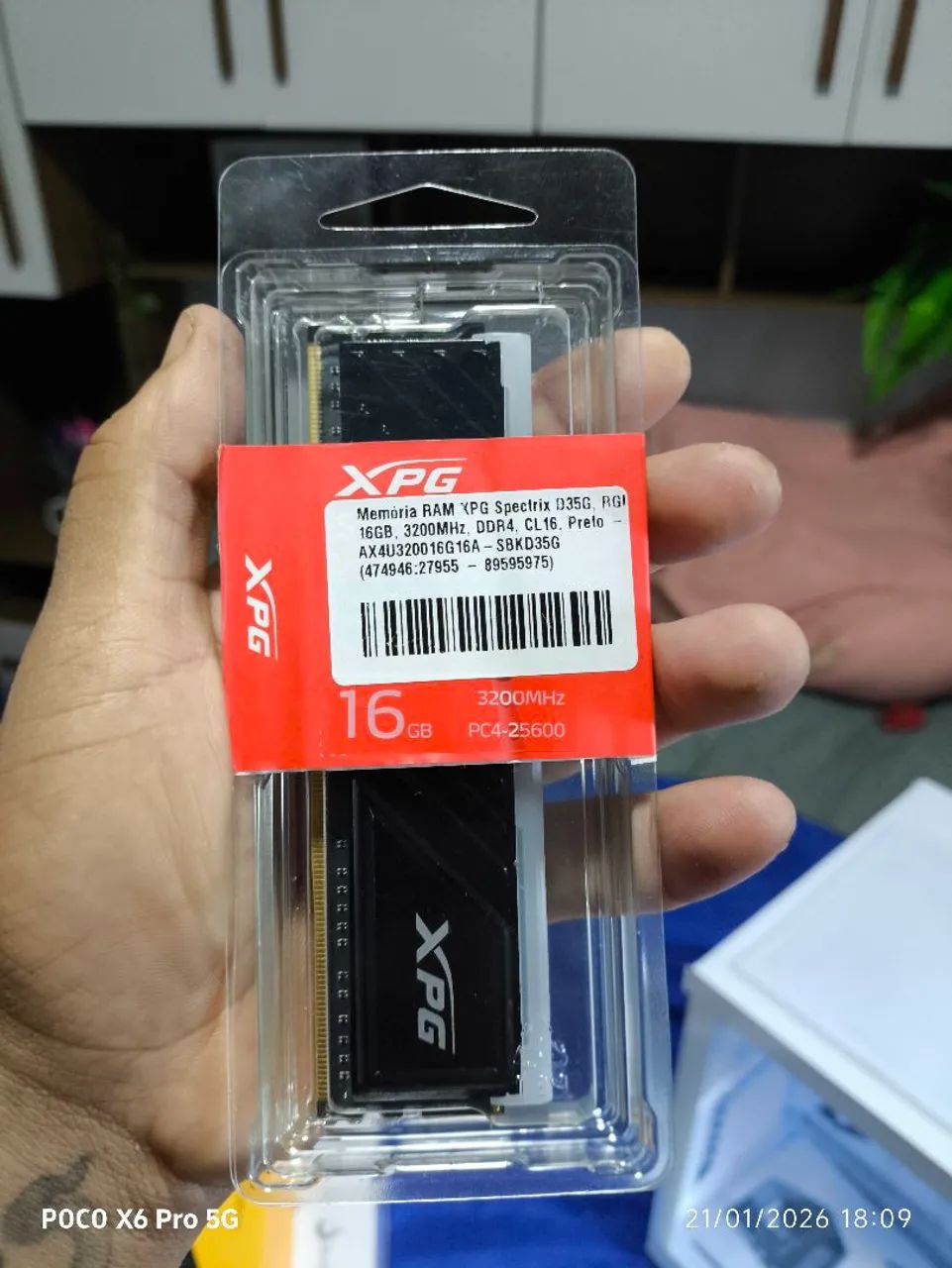 Memória ram 16GB DDR4 XPG 