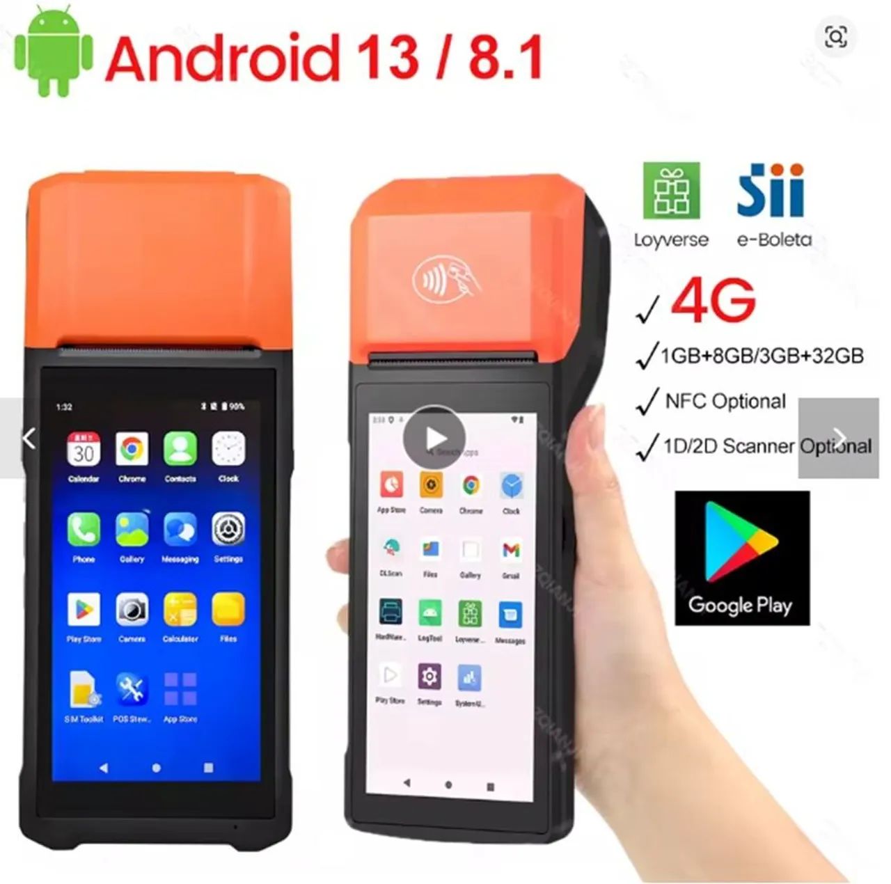 Impressora portátil sem fio POS 1D 2D scanner leitor NFC Impressora térmica
