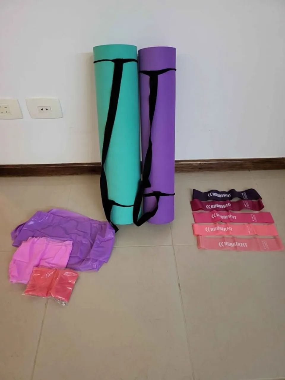 Kit Completo Yoga Pilates com 2 Tapetes e Faixas Elásticas