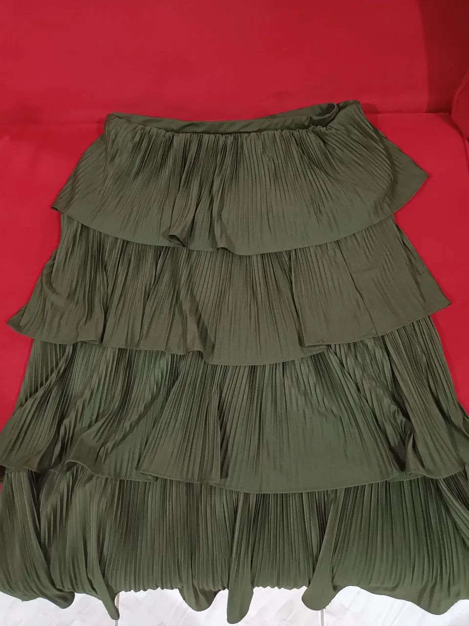 Saia de babado verde musgo. - Foto 3