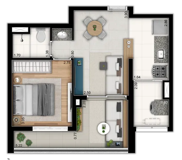 PLANTA 45m²