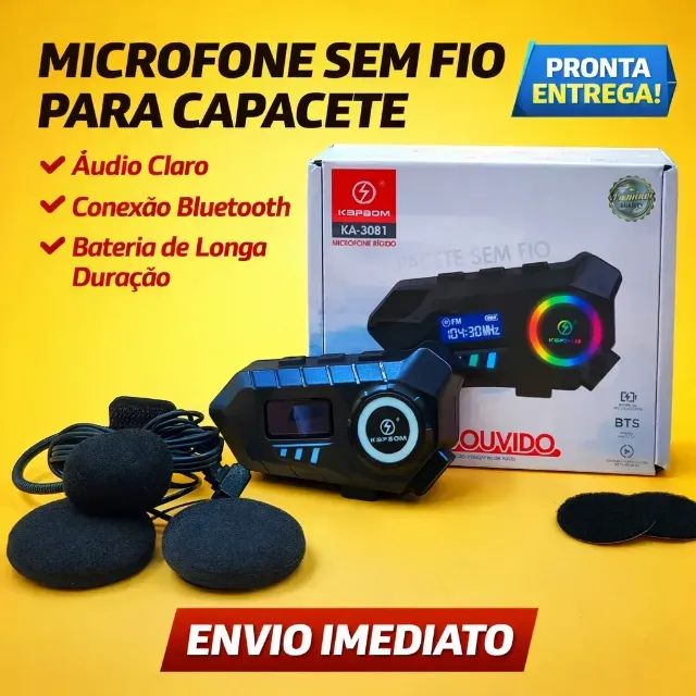 Fone De Ouvido Bluetooth Capacete Moto Comunicador Sem Fio - Foto 2