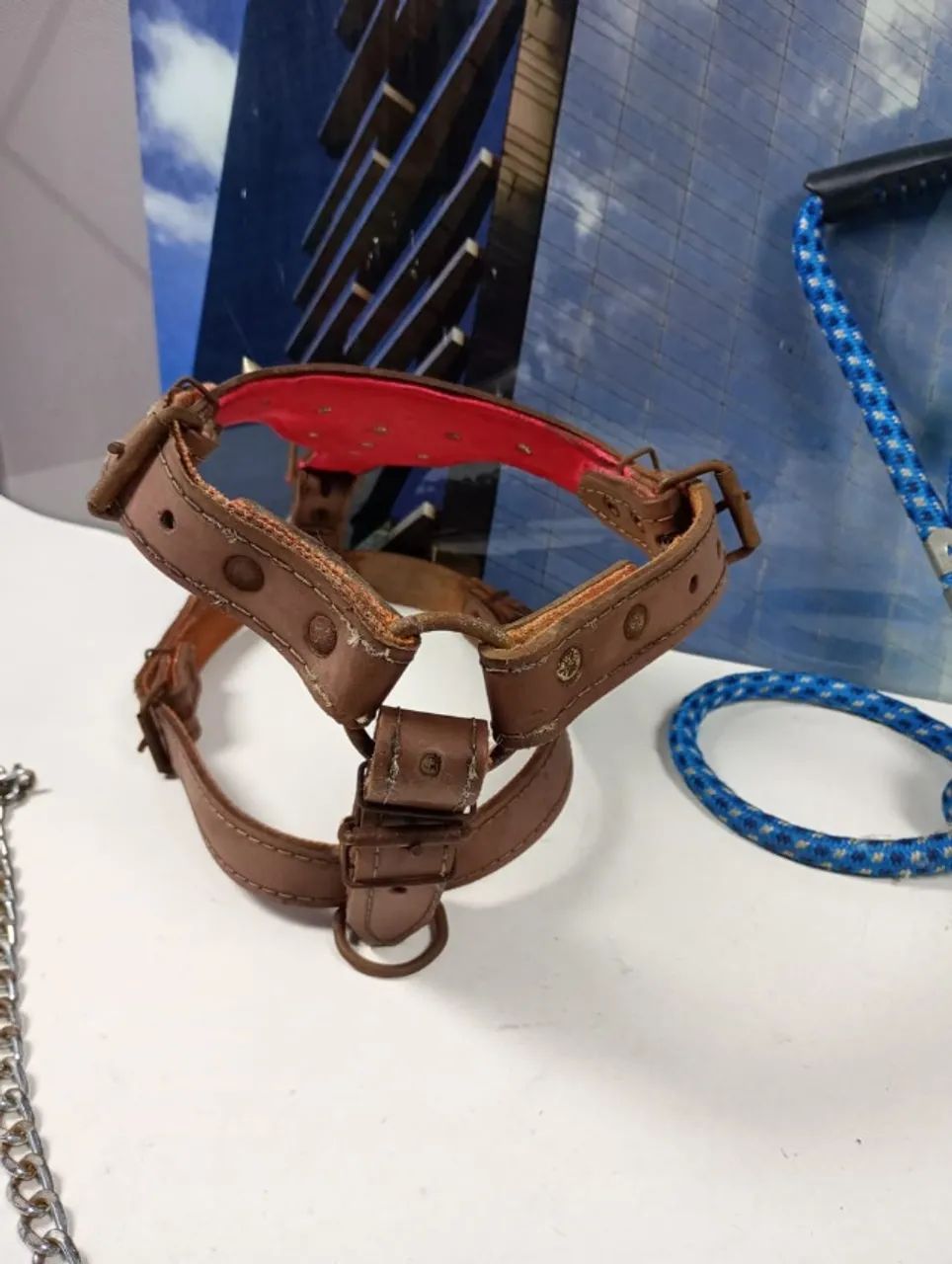 Kit Acessórios Cães Médio/Grande Porte (Peitoral Couro com Spikes + Guia Corda + Enforcado - Foto 4