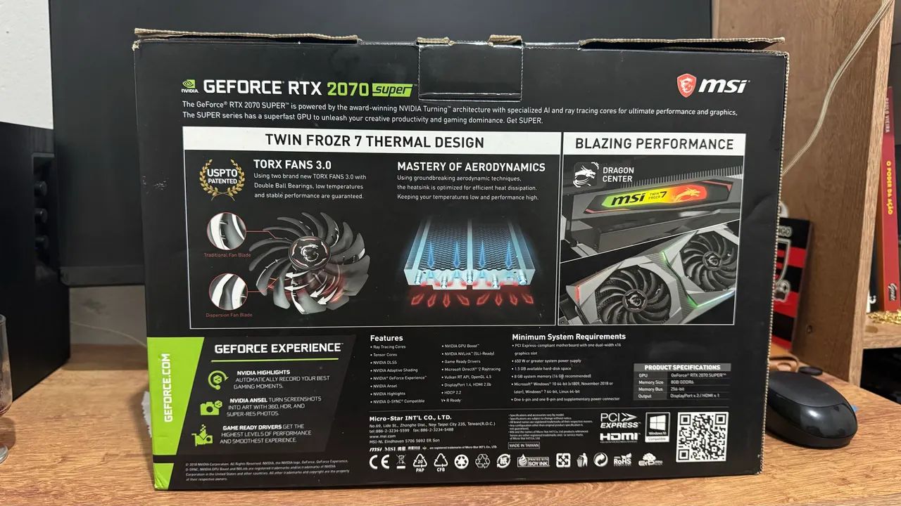 Placa de Vídeo MSI RTX 2070 SUPER Gaming - Peças de Hardware