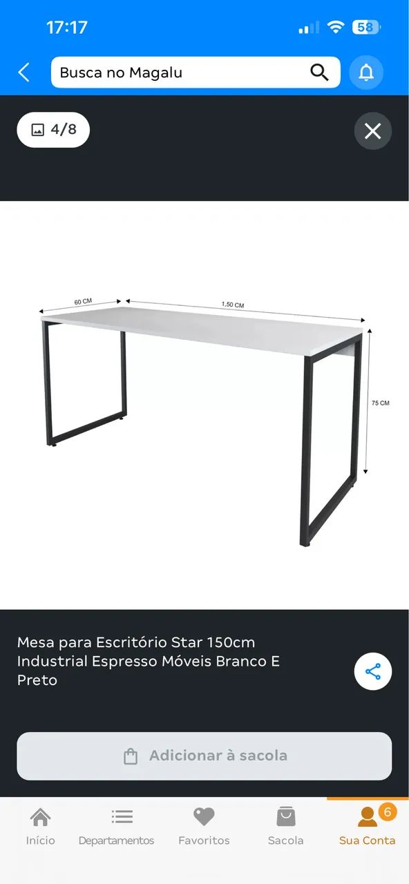 Mesa industrial 150cm