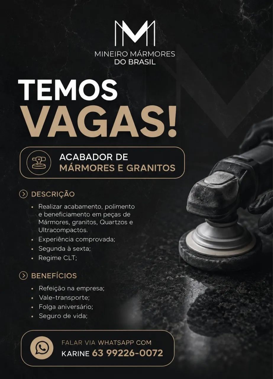 Vaga para acabador de mármores 