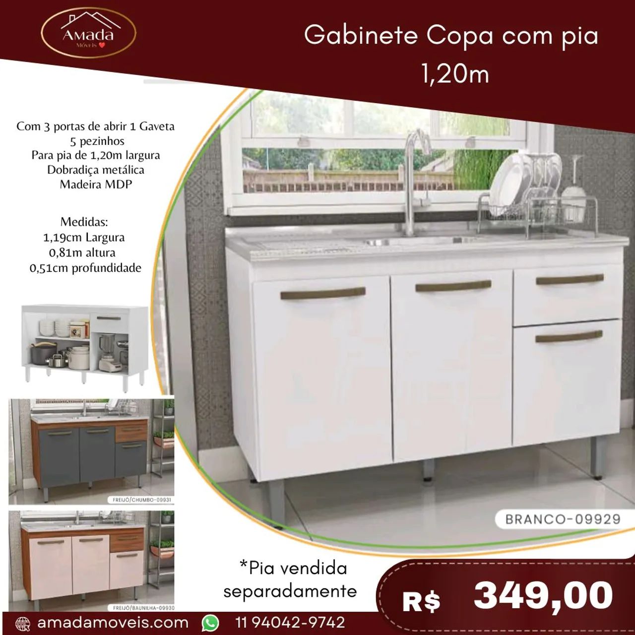 Gabinete copa 1,20m , à pronta entrega 
