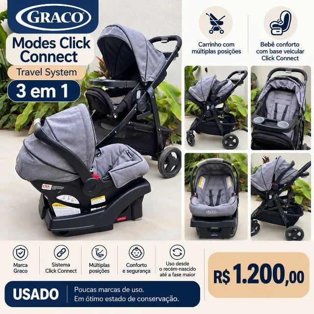 Carrinho de bebê Graco Click Connect 3 em 1