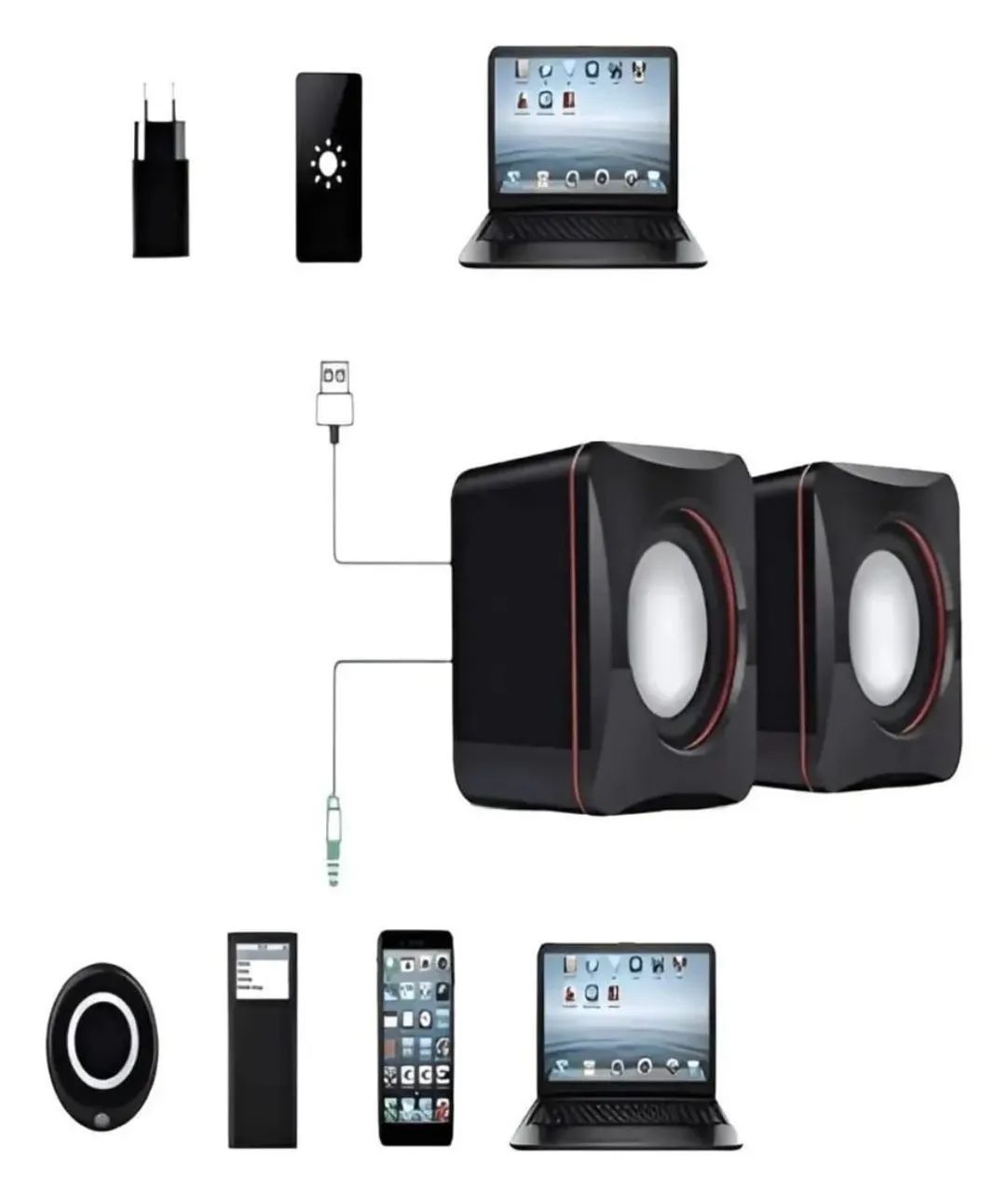 Caixinha de som para Computador Multimídia USB/ p2 B-Max BM-S02 - Foto 4