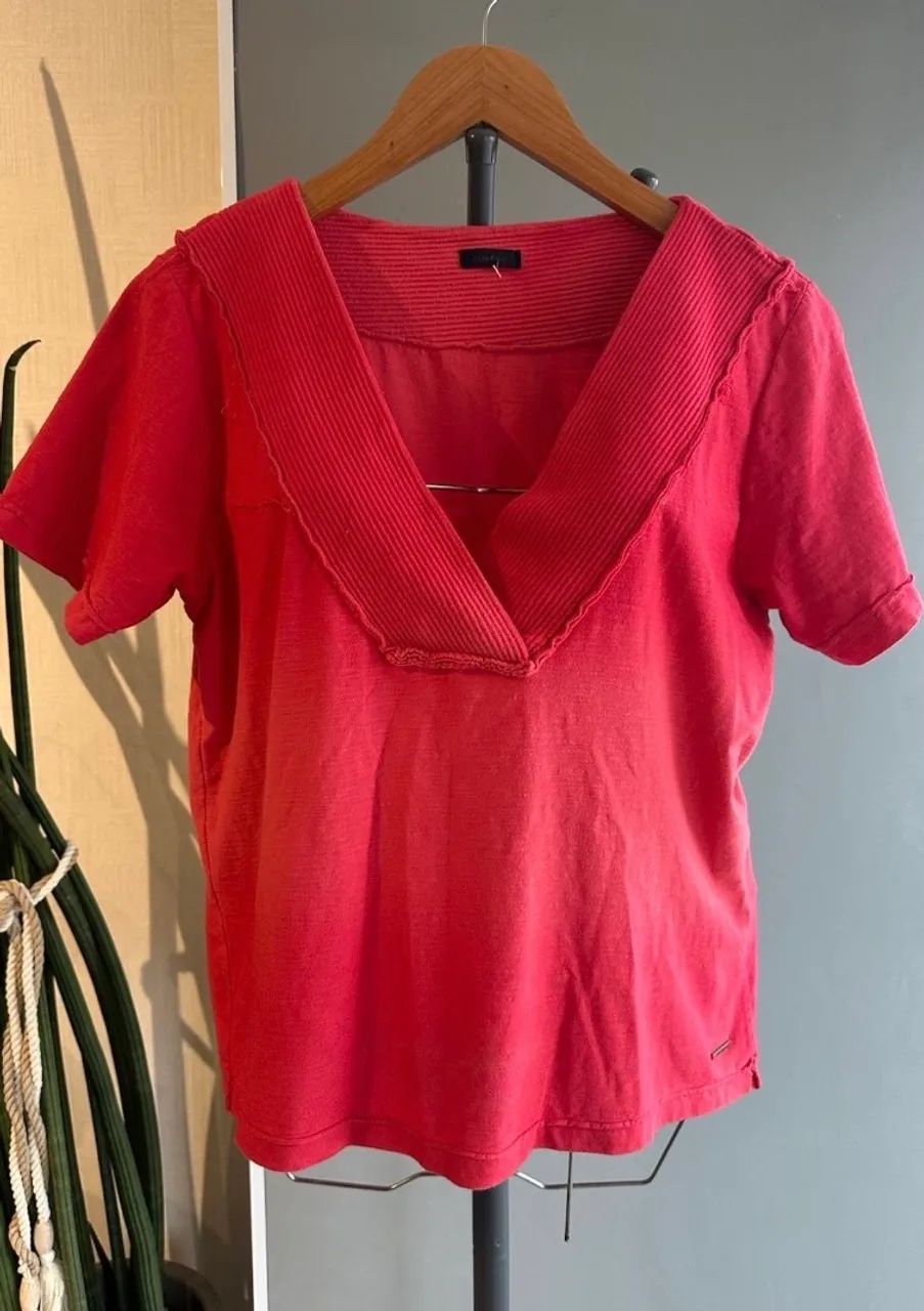 blusa sidewalk decote em v, cor melancia, tam M - Foto 2
