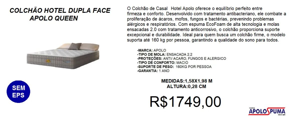 Colchão queen mola ensacada dupla face - a pronta entrega 