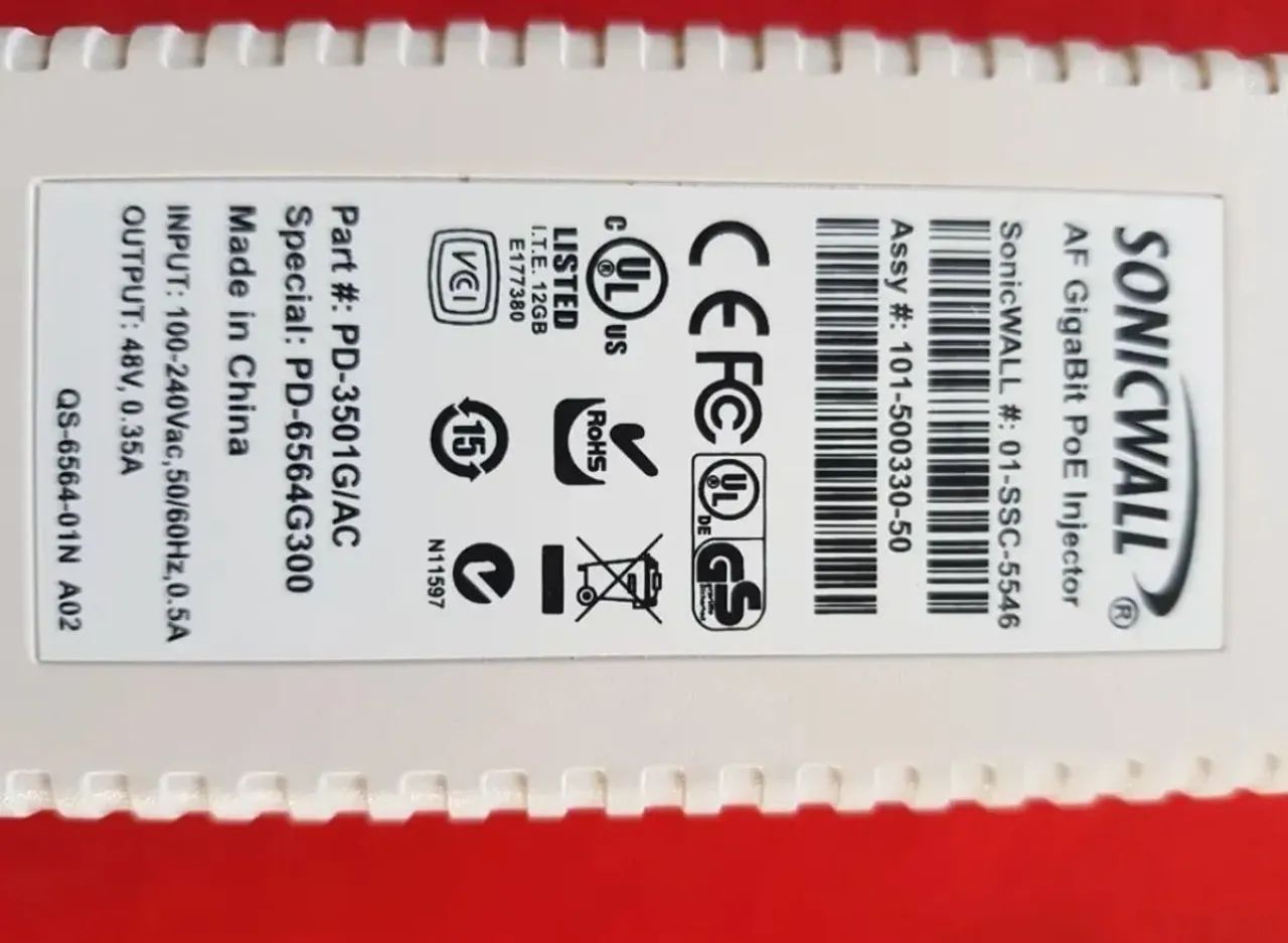 PoE Power Injector SonicWall Gb - Mod. 01-SSC-5546 - Original - Foto 2