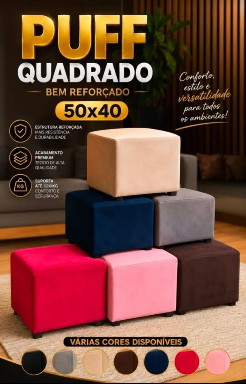 Puff quadrado - Receba em casa ? 