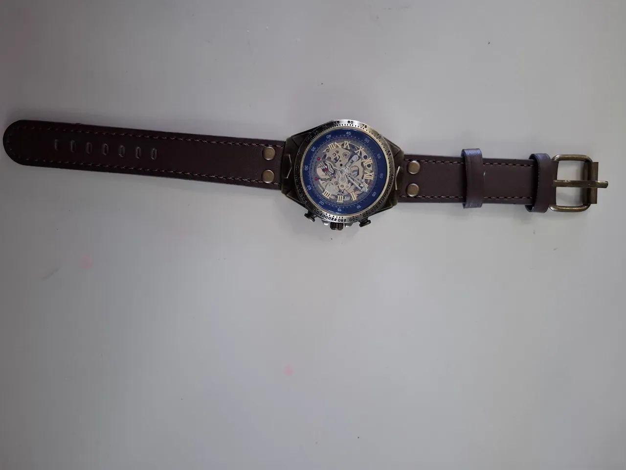 Relógio Masculino Automático Steampunk Skeleton - Bronze Vintage - Foto 2