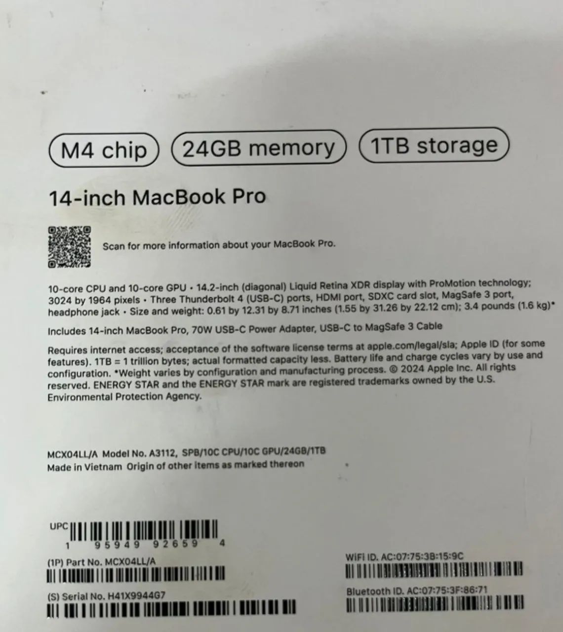 MacBook Pro 14" M4 (2024) 24GB RAM 1TB SSD 10-Core CPU/GPU Lacrado - Foto 2