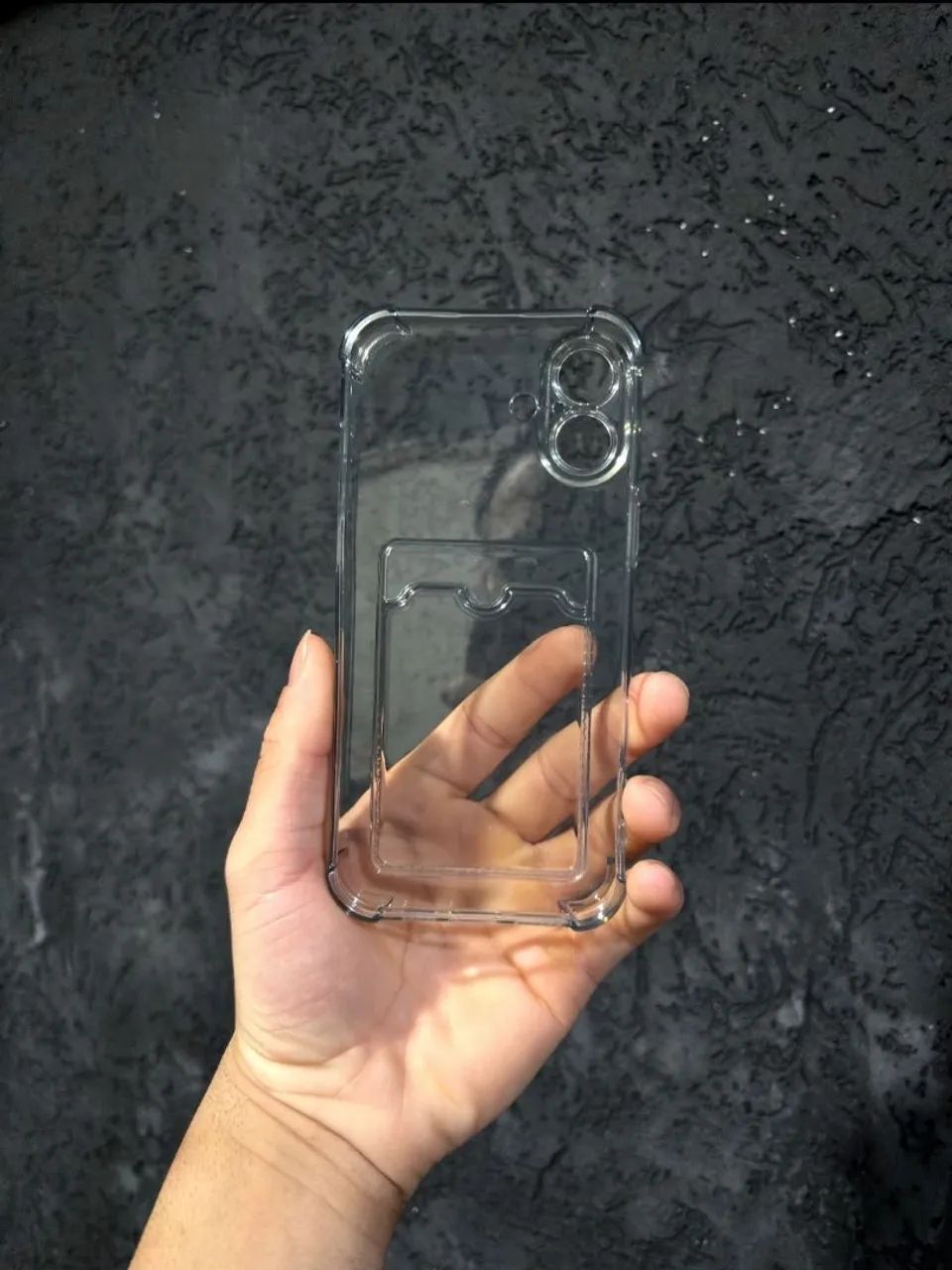 Capinha porta cartão Iphone 16 PLUS<br>Transparente Black - Foto 2