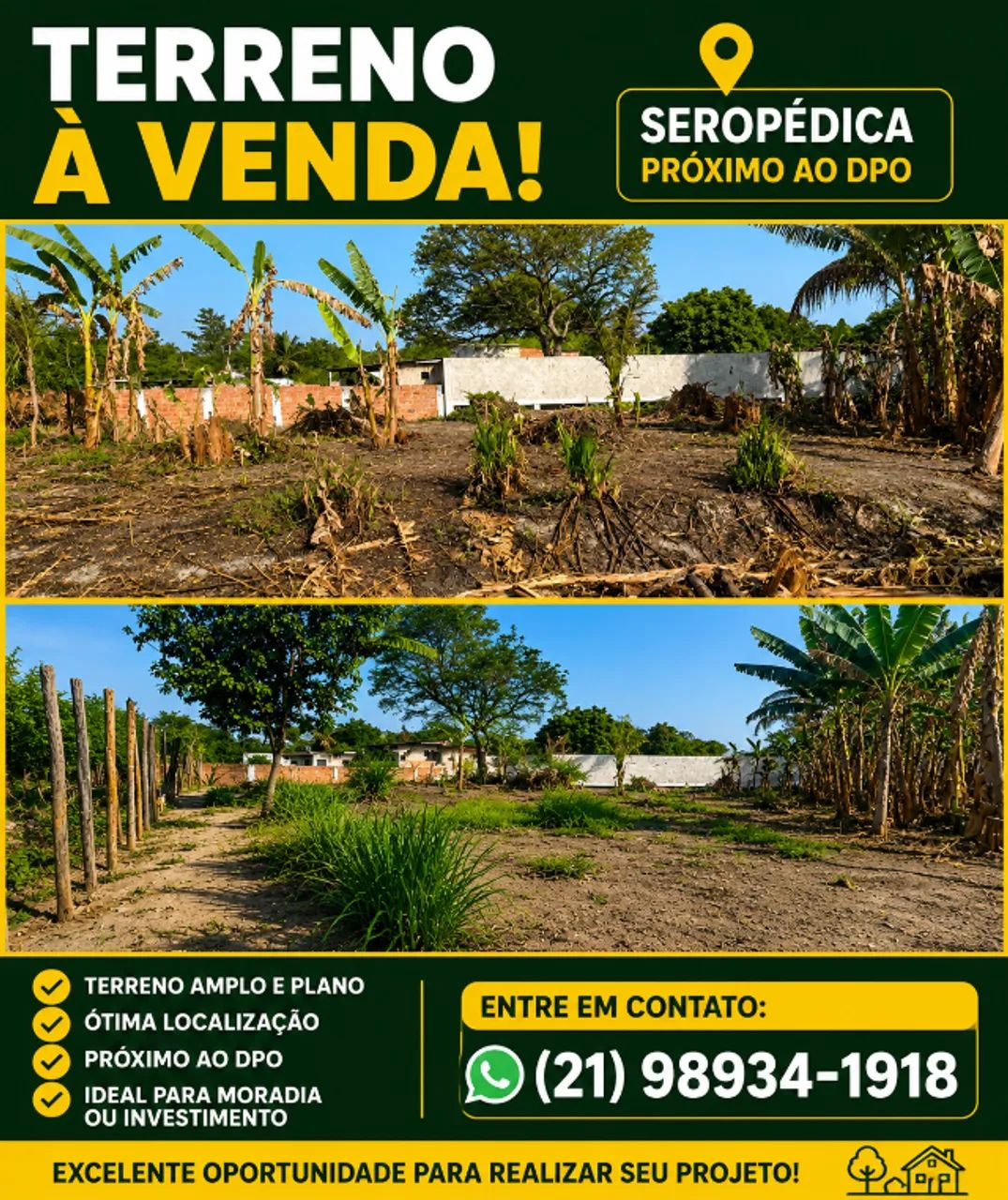 Vendo terreno amplo com metragem de 15x30