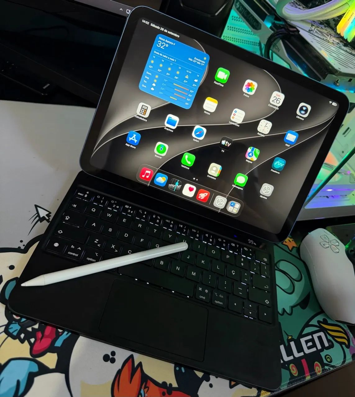 iPad 10 Geração, Azul, 64GB com Caneta e Teclado - Foto 4