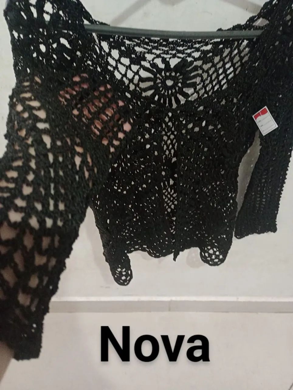 Camisa manga longa de crochê 