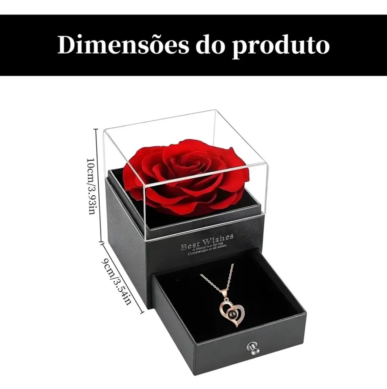 Rosa Eterna Preservada + Colar Feminino Presentes Românticos - Foto 2