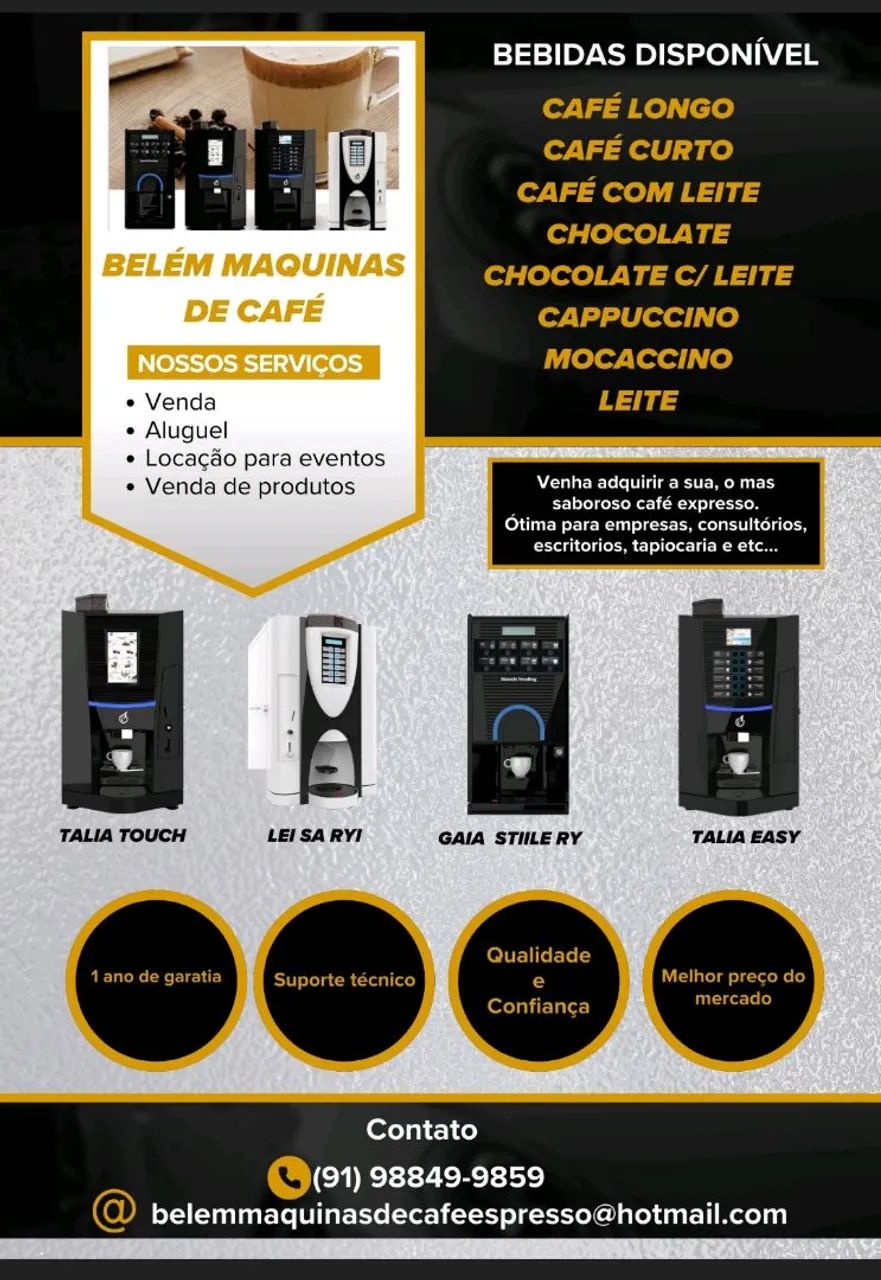 Aluguel de máquina de café expresso 