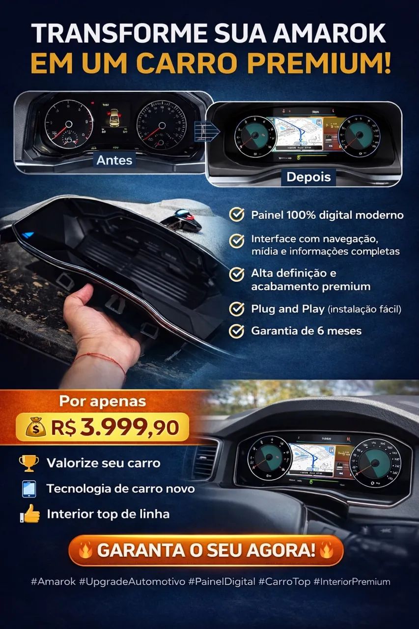 Velocímetro Painel Digital Amarok Top de Linha - Instalação Fácil417561998232145921