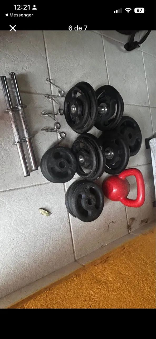 Kit de barra e anilha musculação  - Foto 5